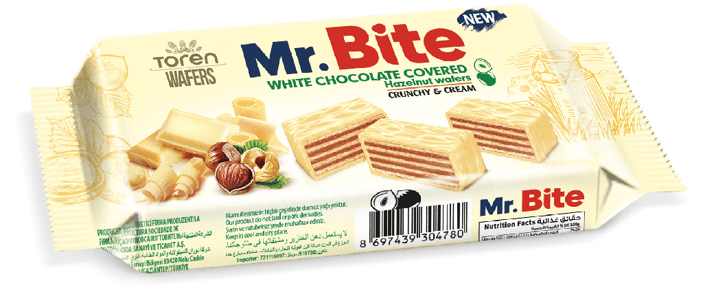 BISCUIT MR BITE WHITE CHOCOLATE 38G*24PCS*6BTS