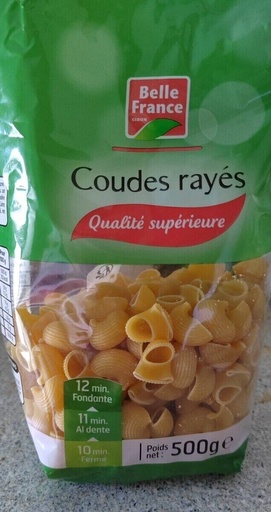 [PACRBF500] PATE ALIMENTAIRE COUDE RAYES BELLE FRANCE 500G