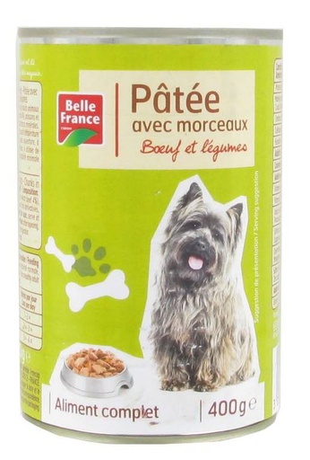 [PDCVLBF400] PATEE DE CHIEN VIANDE/LEGUME BELLE FRANCE 400G