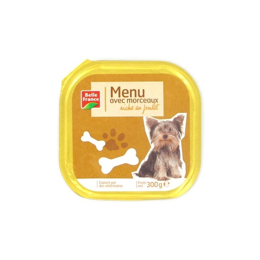 [BPCPBF300] BARQUETTE POUR CHIEN POULET BELLE FRANCE 300G